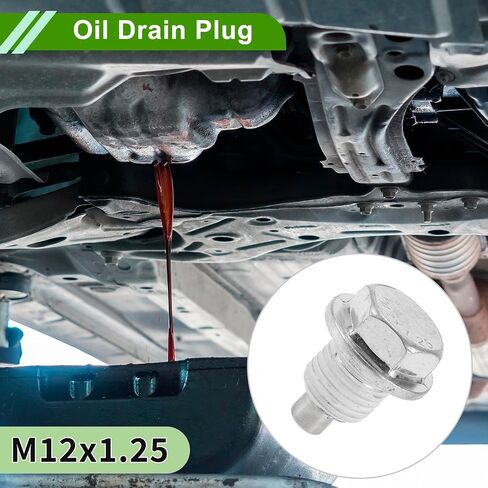 Universal Oil Drain Plug Anti Leakage Oil Pan Drain Bolt Screw Thread Repair Aluminum 2 Set with Gasket Silver Tone White Magnetic M12x1.25 in Saudi Arabia