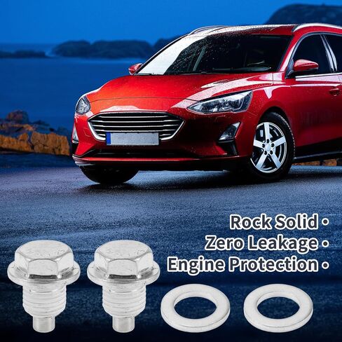 Universal Oil Drain Plug Anti Leakage Oil Pan Drain Bolt Screw Thread Repair Aluminum 2 Set with Gasket Silver Tone White Magnetic M12x1.25 in Saudi Arabia