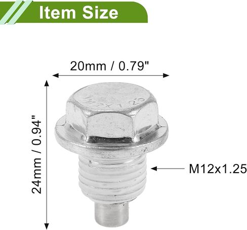 Universal Oil Drain Plug Anti Leakage Oil Pan Drain Bolt Screw Thread Repair Aluminum 2 Set with Gasket Silver Tone White Magnetic M12x1.25 in Saudi Arabia