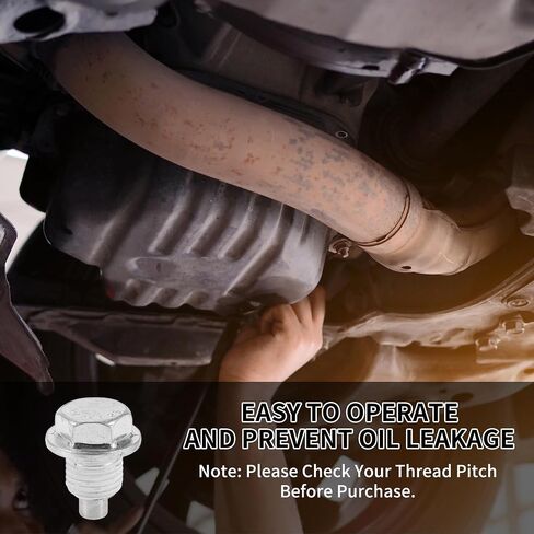 Universal Oil Drain Plug Anti Leakage Oil Pan Drain Bolt Screw Thread Repair Aluminum 2 Set with Gasket Silver Tone White Magnetic M12x1.25 in Saudi Arabia