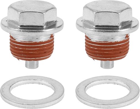 Universal Oil Drain Plug Anti Leakage Oil Pan Drain Bolt Screw Thread Repair Aluminum 2 Set with Gasket Silver Tone White Magnetic M12x1.25 in Saudi Arabia