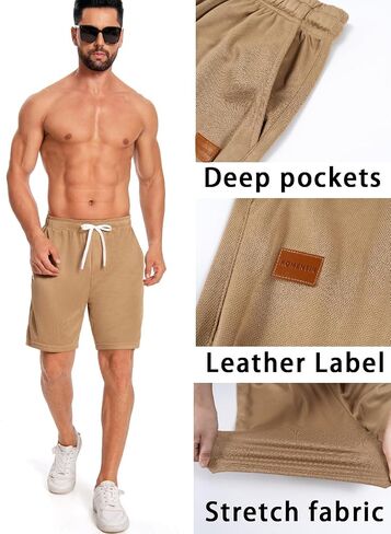 Men's Casual Shorts Elastic Waist Drawstring Lightweight Summer Hiking Shorts with Pockets in Saudi Arabia