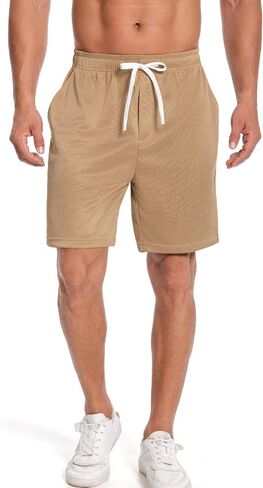Men's Casual Shorts Elastic Waist Drawstring Lightweight Summer Hiking Shorts with Pockets in Saudi Arabia