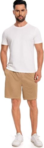 Men's Casual Shorts Elastic Waist Drawstring Lightweight Summer Hiking Shorts with Pockets in Saudi Arabia