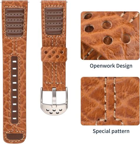 Wristitani Leather Watch Band for Men, 20mm 22mm Top Genuine Leather Watch Strap - Quick Release Leather Watch Band Vintage Wristband fit for Classic Quartz Mechanical Smartwatches in Saudi Arabia