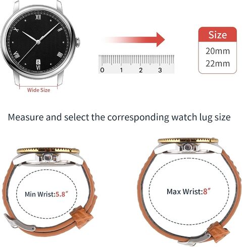 Wristitani Leather Watch Band for Men, 20mm 22mm Top Genuine Leather Watch Strap - Quick Release Leather Watch Band Vintage Wristband fit for Classic Quartz Mechanical Smartwatches in Saudi Arabia