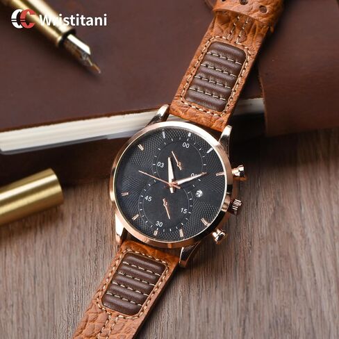 Wristitani Leather Watch Band for Men, 20mm 22mm Top Genuine Leather Watch Strap - Quick Release Leather Watch Band Vintage Wristband fit for Classic Quartz Mechanical Smartwatches in Saudi Arabia