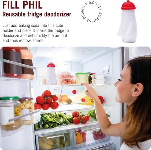 Monkey Business Chill Bill Refrigerator Deodorizer, Baking Soda Container, Baking Soda Fridge, Baking Soda Fridge Deodorizer, Cute Gifts, Kitchen Gadgets in Kuwait