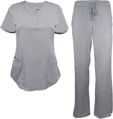 Women's Scrub Set Stretch and Ultra Soft Y-Neck Medical Scrub Top and Pants in Saudi Arabia