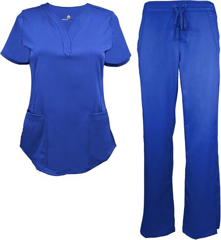 Women's Scrub Set Stretch and Ultra Soft Y-Neck Medical Scrub Top and Pants in Saudi Arabia
