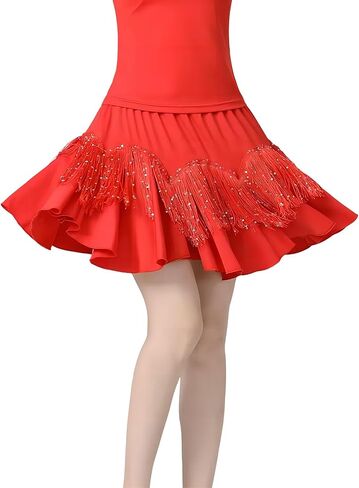 تنورة رقص للسيدات نصف تنورة متصلة شرابة طويلة تنورة طويلة الرقص لاتيني راقصة قاعة قاعة التنورة in Kuwait