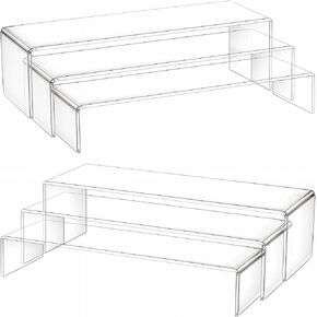 6Pcs Large Acrylic Display Risers Clear Rectangular Acrylic Showcase Collectibles - 2-Sets Display Stands Suitable for Retail Shoe Showcase Jewelry Figure