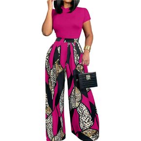 HBQ Women 2 Piece Outfits Short Sleeve Top and Flowy Flare Pants Lounge Sets Tracksuit