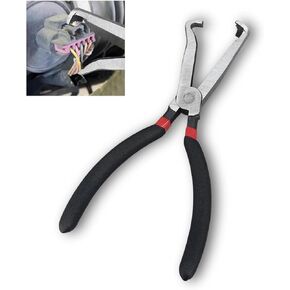 Car Electrical Disconnect Pliers, Automotive Hose Disconnect Tools, Fuel Line Petrol Clip Pipe Pliers for Push Tab Style Plugs, Universal Electrical Connector Repair Pliers (Bend)