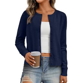 Trendy Queen Womens Cardigan Sweaters Lightweight Crew Neck Long Sleeve Outfits Fall Fashion 2025 Clothing
