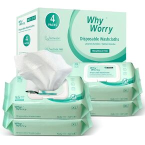 Wet Wipes for Adults, 8"x12" Extra Large Body Cleansing Wipes for Elderly & Incontinence, Extra Thick Adult Washcloths Disposable with Aloe & Vitamin E, Unscented, 55 Count