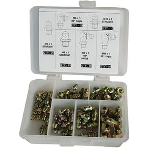 AFF 80 Piece Metric Grease Fitting Kit with Labeled Compartments for Easy Identification, 8104