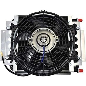 A-Team Performance - 5" Oil Cooler With 10" Electric Fan and 3/8" Fitting 48" L - Hose Kit - Transmission Cooler with Fan