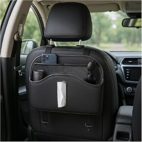 Car Tissue Holder, Multifunctional Vehicle Back Seat Organizer with Tissue Box Hook, Automotive Interior Headrest Hanging Storage Pocket Bag Accessories, Universal Fit