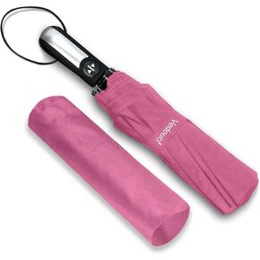 USA Folding Umbrella 10 Ribs Compact Travel Umbrella with Teflon Coating, Automatic Umbrellas Anti UV Coating Folding Umbrellas,Pink