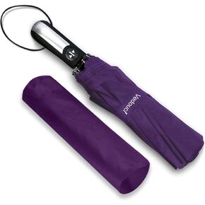 USA Folding Umbrella 10 Ribs Compact Travel Umbrella with Teflon Coating, Automatic Umbrellas Anti UV Coating Folding Umbrellas, Purple