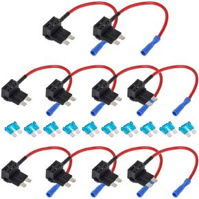 ESUPPORT 12V 24V Standard Add A Circuit Fuse Tap Piggy Back Blade Holder Plug Socket Car Pack of 10
