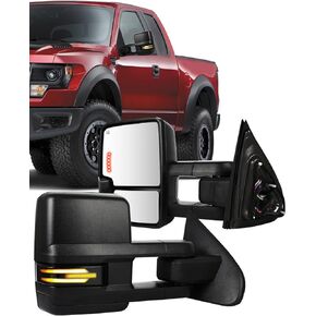 ECCPP Towing Mirrors Fit For 2014-2018 For Chevrolet Silverado For GMC Sierra With Power Heated Turn Signal Light Switchback Light On Cover Back Up lamp Temp Sensor Black Texture