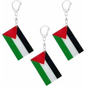 Palestine Flag Keychain palestinian Flags Key Chains Men and Women Style - Double Sided Acrylic D Shape Chains Car Key chain Gifts Decoration (3 Pcs)