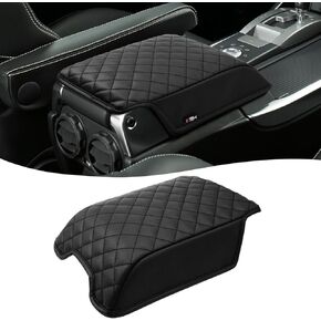 KBH Center Console Armrest Cover for Land Rover LR3 LR4 2006-2016, Range Rover Sport 2006-2013, Vinyl Leather Trim, Car Arm Rest Lid Protector Cushion, Anti-Scratch, Black
