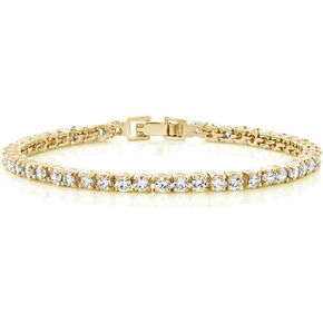 GEM Stone King 14k Gold Plated Cubic Zirconia Classic Tennis Bracelet | الأساور الذهبية للنساء | 10.00 CTTW | حجم 7 بوصة
