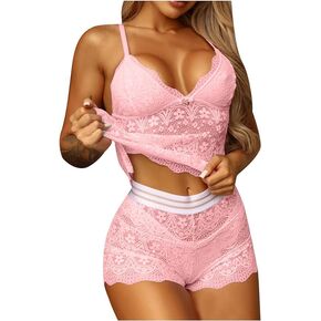 المرأة الداخلية babydoll مجموعة كريسماس 3 قطعة مثير القوس الدانتيل الملابس الداخلية مجموعة المشاغب Bra Brains Lace Teddywear