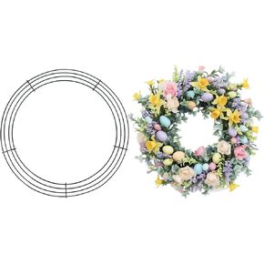 Wire Wreath Frame, 2 Pack 16 Inch Metal Wreath Form Frame, Dark Green Round Wire Wreath Rings for St Patricks Day Easter DIY Floral Crafts Home Decor Indoor Outdoor Holiday Party Decorations Supplies