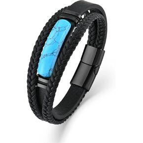 Turquoise Bracelet for Men Leather Men Bracelet 230mm/9.1in