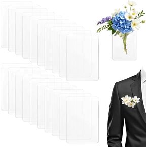 20 pcs جيب boutonniere الأكمام البلاستيكية ، حامل الجيب boutonniere لبدلة جاكيت جيوب لا يوجد دبوس للبصفاء مطلوبة ، أكمام صافية حاملي الزهور لحفل العريس العريس العريس