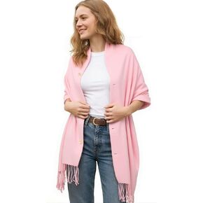 VENVSBEE Shawl Wraps For Women Fringe Shawl With Buttons Versatile Scarf Lightweight Cape Cardigan Spring Fall Winter