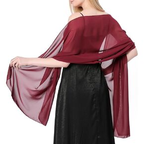 Sheer Chiffon Shawl Wraps for Women Formal Gowns/Evening Dresses Elegant Soft Solid Chiffon Scarf Wedding Shawl