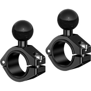 Aluminum Alloy 1'' Ball Mount Compatible with RAM Mounts B Size 1 Inches Ball Double Socket Arm, Handlebar Clamp Base Fit for Round Rails 0.875'' / 1'' / 1.125'' / 1.26'' in Diameter, 2PCS
