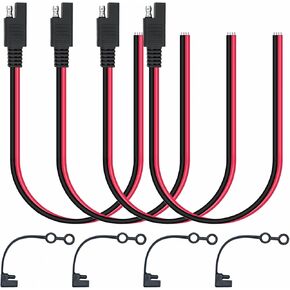 SAE Extension Cable Concector 14AWG 30cm Automotive 12V DC Power Extension Disconnect Plug Plugter Motor Motor Solar 4-Pack (LKELEONYWY)