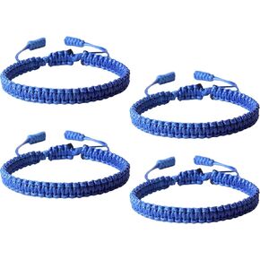 4pcs Blue Friendship Bracelets for Women Men Royal Blue Braided String Cord Bracelet Dark Blue Woven Thread Adjustable Bracelets