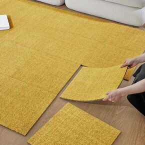 Carpet Tiles Peel and Stick, Squares Anti-Slip Carpet Floor Tile 12 Pcs 15.75'' x 15.75'', 0.38'' Thick Soft Padded, Reusable Waterproof Carpets for Living Room Bedroom