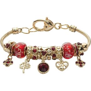 Palmbeach Goldtone Crystal Charm Birthstone Bracelet (13 مم) ، 8 بوصات قابلة للتعديل 1