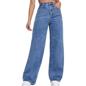 Straight Leg Jeans for Women,High Waisted Wide Leg Loose Microelastic Boyfried Denim Pants