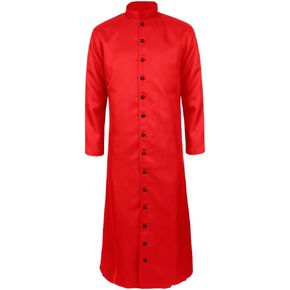 Men Pastor Robe Clergy Cassock Unisex Priest Cassock Gown Button Maxi Robe Gown Pulpit Preacher Robe