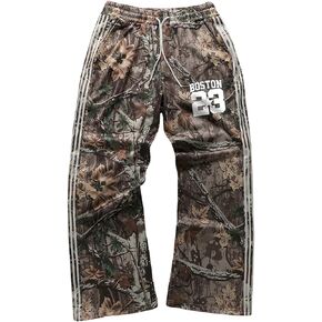 GORGLITTER Men's Baggy Stacked Sweatpants Graphic Y2K Wide Leg Drawstring Pants Streetwear