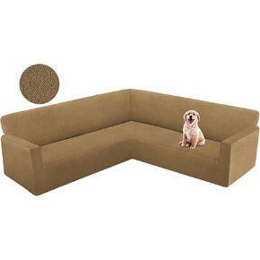 غطاء الأريكة Hdcaxkj الزاوية المقطعة L شكل أريكة غطاء أريكة سميكة Jacquard Slipcover غطاء الأريكة على شكل زلة على حامي أثاث غرفة المعيشة الأريكة الأريكة (رمادي فاتح ، X-large) in Kuwait