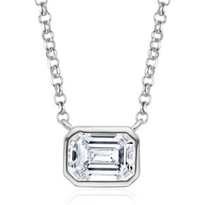 1 Carat D-color Emerald Cut Diamond Necklaces in 14K Gold - Elegant and Timeless Womens Diamond Necklace