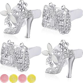4 Pieces Air Vent Clip Crystal Rhinestone High Heel Shoe and Bag, Cute Bling Car Interior Decor Accessories For Decoration