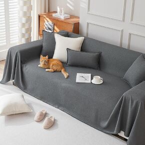 Couch Cover Water-Resistant Sofa Cover Blanket Thick Durable Sofa Cover for Sectional Sofa, Machine Washable Decorative Couch Furniture Protector for Dogs, 71" x118", Cream