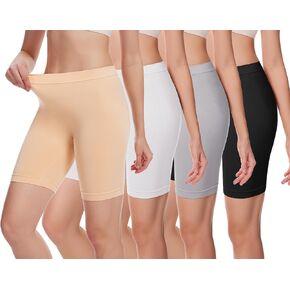 Angelhood Women's Cotton Boy Shorts Underwear Anti Chafing Seamless Biker Shorts High Waisted Soft Plus Boxer Briefs 4 Pack X-Large