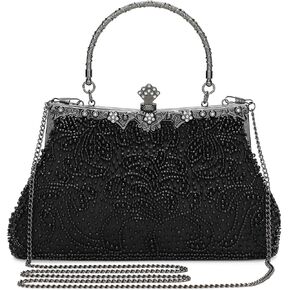 UBORSE 1920s Vintage Beaded Clutch Evening Bags for Women Formal Bridal Wedding Clutch Purse Prom Cocktail Party Handbags